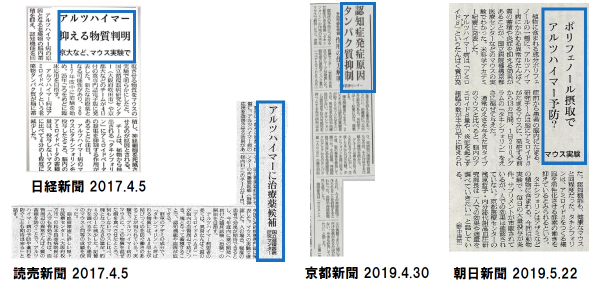 タキシフォリンアルツハイマー病への対応に関する新聞報道